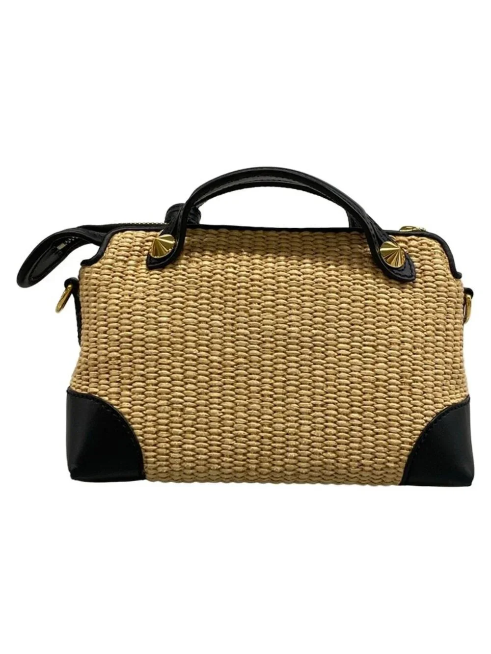 Fendi Handbag Mini Visible Beige Black Leather